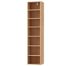 Artiss Bookshelf, 7-Tier, Pine Finish, 33x30x150cm, Adjustable Shelves, Anti-Tip Kit, Easy Assembly, Stylish Storage