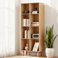 Artiss Bookshelf Bookcase, Walnut Particle Board, 4 Tiers, 60x30x150cm, Sturdy Design, Easy Assembly, Anti-Tip Safety