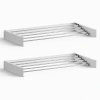 Artiss Set of 2 Wall Mounted Clothes Airers 100cm Foldable 15kg Stainless Steel Rods White