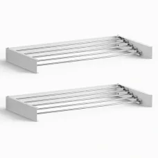 Artiss Set of 2 Wall Mounted Clothes Airers 100cm Foldable 15kg Stainless Steel Rods White