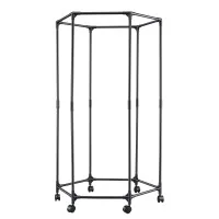 Artiss Clothes Rack Airer Rail Coat Stand 6 Rod Hexagonal Metal Frame Lockable Wheels Black 50kg Capacity