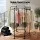 Artiss Clothes Rack Airer Rail Coat Stand 6 Rod Hexagonal Metal Frame Lockable Wheels Black 50kg Capacity