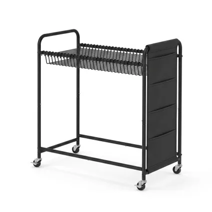 Artiss Rolling Pants Trolley Clothes Rack with 30 Hangers 30kg Capacity Storage Bag and Locking Wheels Black