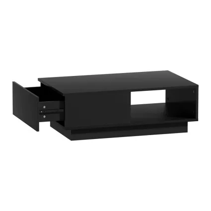 Artiss Coffee Table with LED Lights, Particle Board, 95x55x31cm, Black, Modern Design with Storage and Remote Control