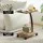 Artiss Coffee Table, MDF & Metal, Walnut/Black, 30x40x59cm, Space-Saving C-Shaped Design, Mobile with Brake Wheels