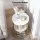 Artiss 2-Tier Round Coffee Table - White & Gold Marble Effect, E1 MDF, Metal Frame, 40x40x54cm, Easy Assembly