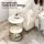 Artiss Round Side Table Set of 2 40cm White and Gold Marble Effect Two Tier Bedside Coffee Tables
