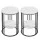 Artiss Set of 2 Side Tables 2-Tier Round Marble Effect Coffee Tables White Black Metal Frame MDF Top