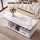 Artiss Coffee Table 100cm Rectangular Marble Finish Storage Drawer Cabinet Open Shelves White & Black