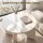Artiss 2-Piece Round Coffee and Side Table Set 78cm Cream High-Gloss MDF Living Room Bedroom Furniture