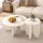 Artiss 2-Piece Round Coffee and Side Table Set 78cm Cream High-Gloss MDF Living Room Bedroom Furniture
