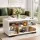 Artiss Coffee Table 90cm 3-Tier Open Storage Shelf 50kg Top Load Modern Living Room White and Wood