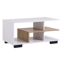Artiss Coffee Table 90cm 3-Tier Open Storage Shelf 50kg Top Load Modern Living Room White and Wood Artiss Coffee Table 90cm 3-Tier Open Storage Shelf 50kg Top Load Modern Living Room White and Wood