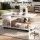 Artiss Coffee Table 90cm 3-Tier Open Storage Shelf 50kg Top Load Modern Living Room White and Wood