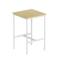 Artiss Bar Table 60x60x92cm Scandi Pine Wood Look Square Counter Height Dining Table with Metal Frame H-shaped Footrest