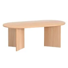 Artiss Coffee Table Oval, Pine, 110CM, Scandinavian Style, Durable, Easy Assembly, Child-Safe, Anti-Slip Base
