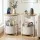 Artiss Set of 2 Round Side Tables 45cm with Charging Station and Storage Basket Wood and White