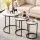 Artiss Nesting Coffee Table Set of 3 Round Stackable Marble Finish White Tables with Black Metal Frames