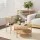 Artiss 2-Tier Round Coffee Table, 15mm E1 MDF, Metal Frame, Rustic Design, 39x39x65cm, Pine Finish, Easy Assembly