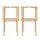 Artiss Set of 2 Round End Tables Pine 2‑Tier Side Tables Straw Rope Metal Detail 39x65cm Compact Boho