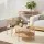 Artiss Set of 2 Round End Tables Pine 2‑Tier Side Tables Straw Rope Metal Detail 39x65cm Compact Boho