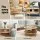Artiss 2-Tier Round Coffee Table, 74cm, Pine Finish, MDF & Metal, Rustic Design with Straw Rope Accents, Easy Assembly