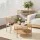 Artiss 2-Tier Round Coffee Table, 74cm, Pine Finish, MDF & Metal, Rustic Design with Straw Rope Accents, Easy Assembly
