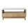 Artiss Coffee Table with Marble Effect Top, Fluted Drawer Panel, Wood & White, 90x45cm, Pine Legs, 2 Drawers, Shelf