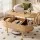 Artiss 100cm Oval Lift Top Coffee Table with Hidden Storage Pop-Up Desk and Natural Fluted Finish