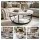 Artiss 2-Tier Round Coffee Table 80cm Marble Finish White Black Double Storage Stable Metal Frame 80cm
