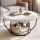 Artiss 2-Tier Round Coffee Table 80cm Marble Finish White Black Double Storage Stable Metal Frame 80cm