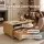 Artiss 90cm Coffee Table with Two Fluted Drawers Open Shelf and Spherical Solid Legs Pine Wood Finish