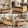 Artiss 90cm Coffee Table with Two Fluted Drawers Open Shelf and Spherical Solid Legs Pine Wood Finish