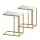 Artiss C Shaped Side Table Set of 2 45 x 30 x 54cm White Faux Marble Top Gold Metal Frame for Sofa or Bed