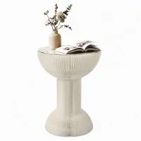 Artiss Paper End Table 40cm White Honeycomb Foldable Round Coffee Bedside Side Table with Acrylic Top and 10kg Capacity