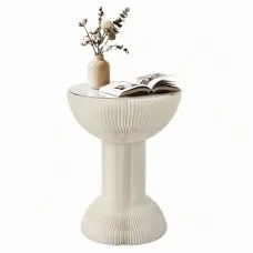 Artiss Paper End Table 40cm White Honeycomb Foldable Round Coffee Bedside Side Table with Acrylic Top and 10kg Capacity