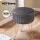 Artiss Ottoman Foot Stool, Velvet, 33x33x46cm, Grey with Gold Stripe, Durable MDF Frame, Metal Legs, Easy Assembly