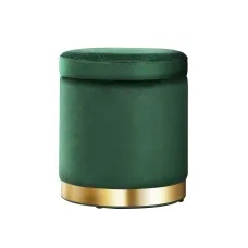 Artiss Green Velvet Ottoman Footstool with Storage - Elegant Tufted Design, Sturdy Build, 40x40x45cm, Multi-Functional