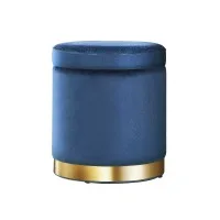 Artiss Navy Velvet Ottoman Storage Footstool - Round, Tufted, 40x40x45cm, Multi-Functional, Sturdy, 120kg Capacity