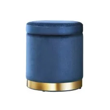 Artiss Navy Velvet Ottoman Storage Footstool - Round, Tufted, 40x40x45cm, Multi-Functional, Sturdy, 120kg Capacity