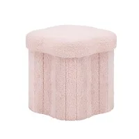 Artiss Storage Ottoman Footstool Foldable Hidden Storage Bouclé Fabric Seating Pink 100kg for Living Room Bedroom