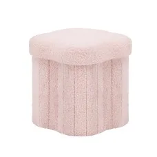 Artiss Storage Ottoman Footstool Foldable Hidden Storage Bouclé Fabric Seating Pink 100kg for Living Room Bedroom