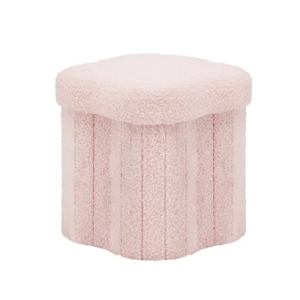 Artiss Storage Ottoman Footstool Foldable Hidden Storage Bouclé Fabric Seating Pink 100kg for Living Room Bedroom