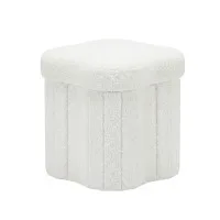 Artiss Storage Ottoman Foot Stool Foldable Hidden Storage Bouclé Fabric Seating White for Living Bedroom Foyer