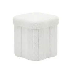 Artiss Storage Ottoman Foot Stool Foldable Hidden Storage Bouclé Fabric Seating White for Living Bedroom Foyer