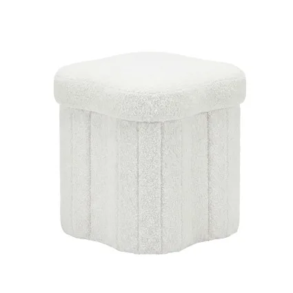 Artiss Storage Ottoman Foot Stool Foldable Hidden Storage Bouclé Fabric Seating White for Living Bedroom Foyer