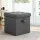 Artiss Foldable Storage Ottoman Footstool - Grey Faux Linen, 40x40cm, Hidden Storage, 300kg Capacity, Easy Assembly