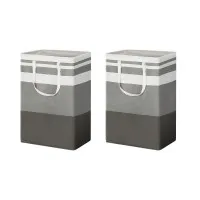 Artiss Laundry Basket Hamper Polyethylene 40x30x59cm White Grey Foldable Large Capacity Storage Solution