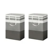 Artiss Laundry Basket Hamper Polyethylene 40x30x59cm White Grey Foldable Large Capacity Storage Solution