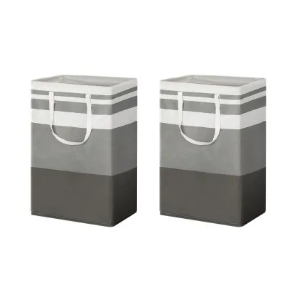 Artiss Laundry Basket Hamper Polyethylene 40x30x59cm White Grey Foldable Large Capacity Storage Solution